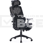 Кресло офисное Cactus CS-CHR-MC01-BLBK синий, сиденье черный, сетка/ткань, с подголов. крестов. пластик, подст. для ног, фото4