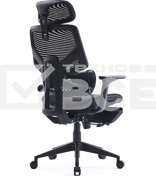 Кресло офисное Cactus CS-CHR-MC01-BLBK синий, сиденье черный, сетка/ткань, с подголов. крестов. пластик, подст. для ног