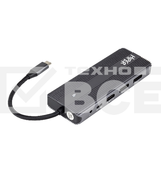 Док-станция HIPER Docking station USB-C HUB 11in1 (1*USB-C 100W PD, 1*HDMI 4K@60Hz, 2*DP 4K@60Hz, 2*USB-A 3.0 (5Gbps data), 1*USB-C 3.0 (5Gbps data), 1*microSD, 1*SD, 1*3.5mm audio, 1*RJ45 Gb)
