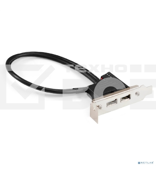 Планка портов в корпус 2xUSB 2.0 ExeGate BrctUSB2-2A-LP (USB 2.0 9pin (IDC 9pin F) --> 2x USB 2.0 Af, кабель 20 см, Low Profile)