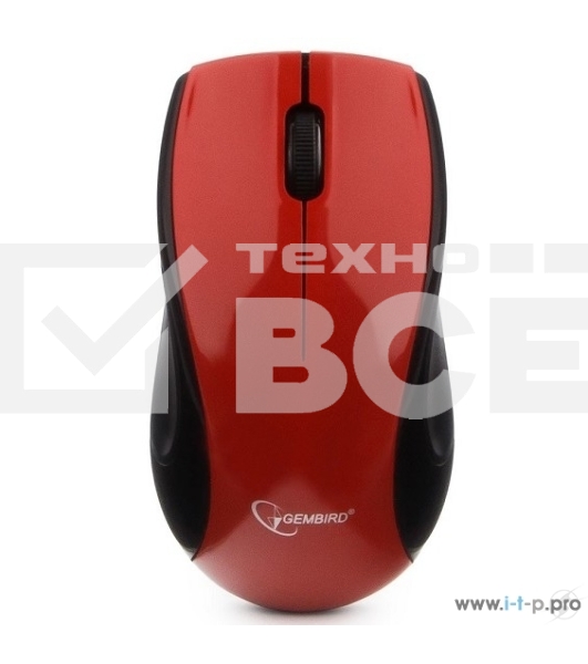 Мышь беспроводная Gembird MUSW-320-R красный, 1000 dpi, радиоканал, USB, кнопки - 3