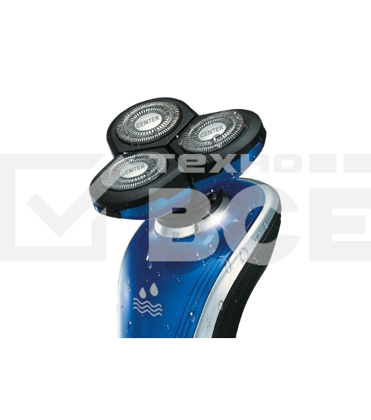 Бритва Centek CT-2170 (синий) ротор 3D, +ВЛАЖНОЕ БРИТЬЁ, 3 плав.головки, 2-ные лезвия, до 50 мин раб