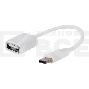Кабель-переходник OTG Type C на USB шнур 0.15 м белый