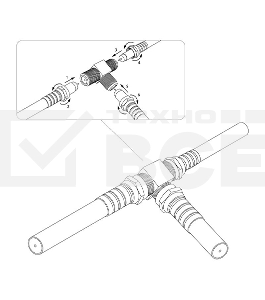 Переходник антенный, (3-гнезда F), тройник, (1шт.) Rexant