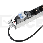 Вертикальный блок розеток Rem-16 с авт. 16А, 25 Shuko, 16A, алюм., 42-48U, шнур 3 м., фото 1