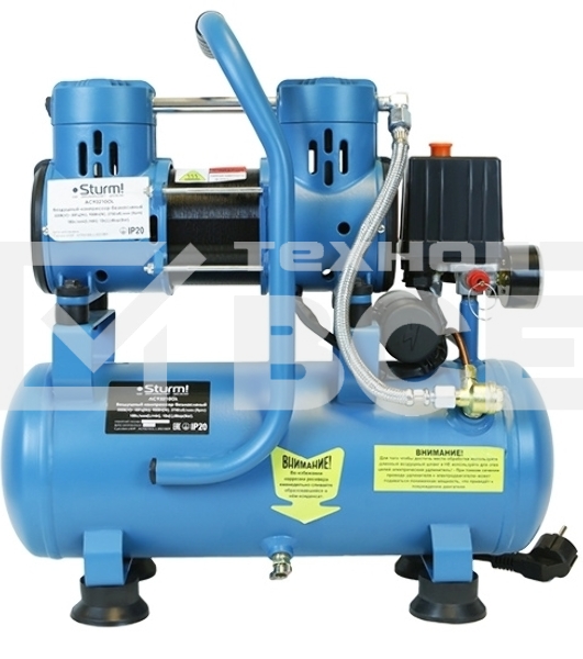 Компрессор воздуш Sturm! AC93210OL.безмасл.бесшумн. 900Вт,10л,2750об/мин,180л/мин,8бар