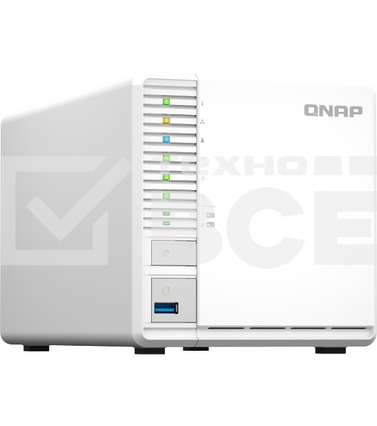 Сетевое хранилище SMB QNAP TS-364-4G NAS 3 HDD, 4-core Intel Celeron N5105/N5095 2.0 up to 2.9 GHz, 4 GB RAM (1x4 GB) up to 16 GB (2x8GB), 2.5 Gigabit Ethernet, 2xUSB 3.2 Gen 2 (10Gbps), 1xUSB 3.2 Gen 1, 2xM.2 PCIe Gen 3 x2 slots