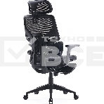 Кресло офисное Cactus CS-CHR-MC01-BLBK синий, сиденье черный, сетка/ткань, с подголов. крестов. пластик, подст. для ног, фото5