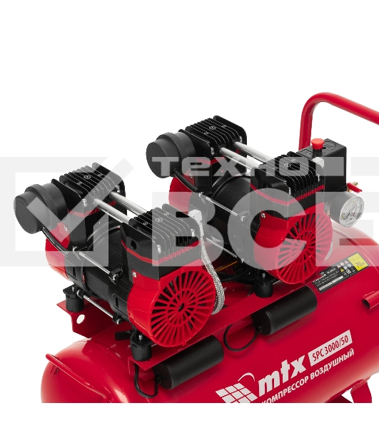Компрессор безмасляный малошумный SPC 3000/50, 3000 Вт, ресивер 50 л, 520 л/мин MTX