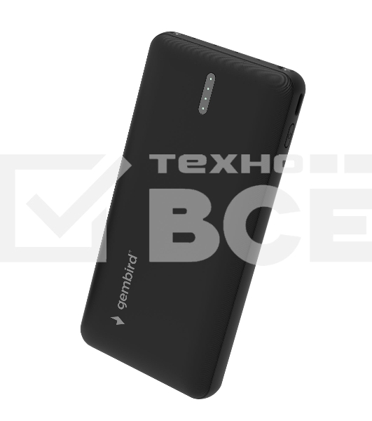Портативный аккумулятор Gembird GPB-10C, 10000мА·ч, 2A, 4 встроенных кабеля, черный