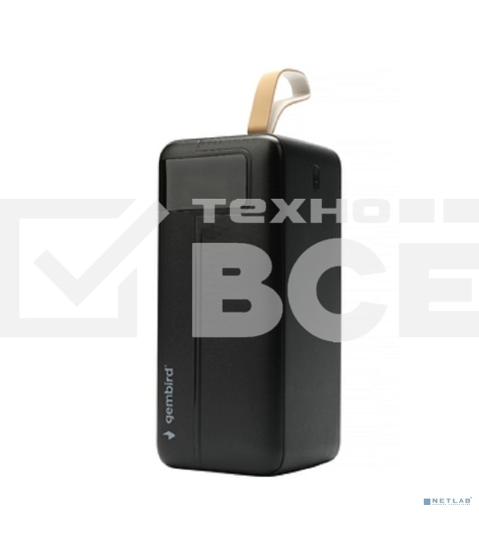 Портативный аккумулятор Gembird GPB-50Q, 50000мА·ч, QC/PD, дисплей, черный