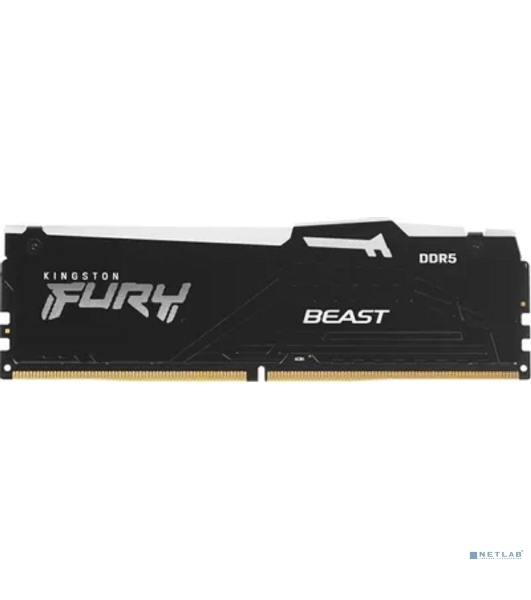 Оперативная память Kingston Fury Beast RGB, DDR5, 32GB (1x32GB), 6400 MHz, CL32, с радиатором, RGB, черный