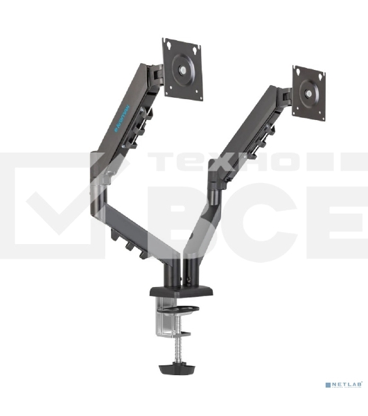 Кронштейн Kromax OFFICE-14 черный, 4 шт/уп. Кр. стал. настол. для 2-х мон. 15'-32', max 2x10 кг, 6 ст. св., нак. +90° -45°, пов. 180°, max VESA 100x100