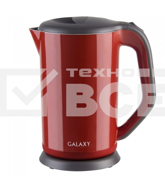 Чайник электрический Galaxy GL 0318, красный, пластик, 2000 Вт, 1,7 л
