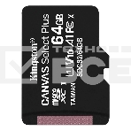 Флеш карта microSDHC 64GB microSDXC Class10 Kingston <SDCS2/64GBSP> Class10 UHS-I Canvas Select up to 100MB/s, фото 1
