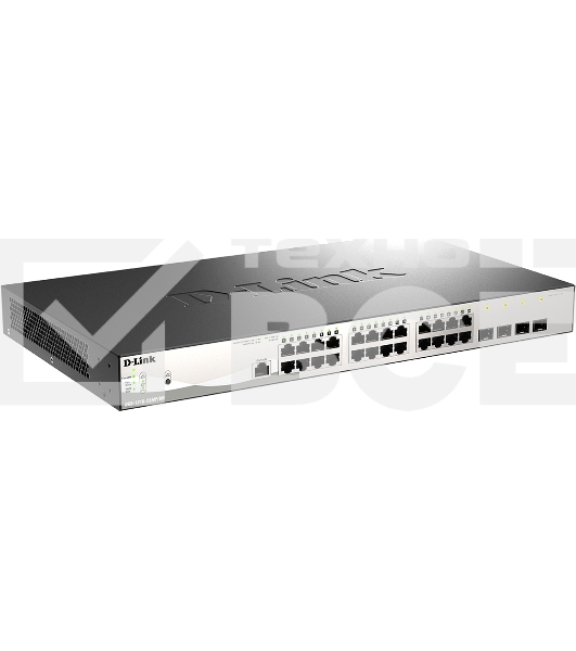 Управляемый коммутатор 2 уровня D-Link DGS-1210-28MP/ME/B2A PROJ с 24 портами 10/100/1000Base-T и 4 портами 1000Base-X SFP (24 порта с поддержкой PoE 802.3af/802.3at (30 Вт), PoE-бюджет 370 Вт)