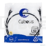 Шнур комм. Cabeus, Cat.5e, неэкр., U/UTP, RJ45/RJ45, LSZH, AWG24, 1м, черный, фото 1