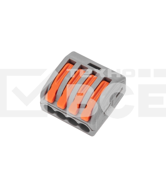 Универсальная клемма Rexant СМК 222-414, 4-проводная серый 0,08-2,5/4 мм² (блистер 5 шт/уп)