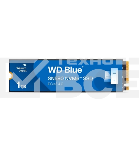 Накопитель SSD WD 1Tb Blue SN580 NVMe, M.2(22x80mm), NVMe, PCIe 3.0 x4, 3D TLC, R/W 3500/3000MB/s, IOPs 460 000/45 600TBW