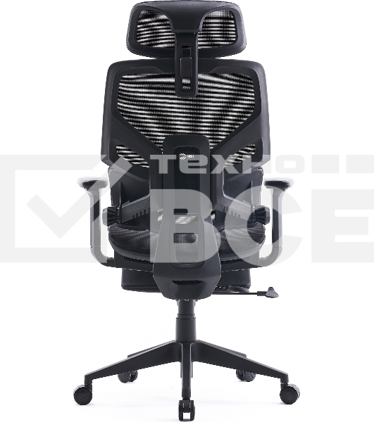Кресло офисное Cactus CS-CHR-MC01-BLBK синий, сиденье черный, сетка/ткань, с подголов. крестов. пластик, подст. для ног