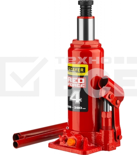 Домкрат STAYER 43160-4_z01гидравлический бутылочный red force 4т 195-380мм