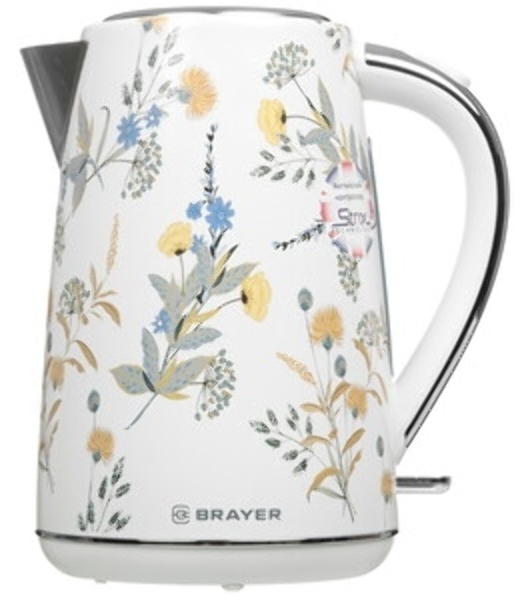Электрочайник BRAYER BR1083 белый, 1.7 л, 2200 Вт, скрытый нагревательный элемент
