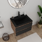 Тумба под раковину Bau Stil Loft black brushed, раковина кварцевая BAU Stil 58, черный металлик, смеситель Dream Black, черный, фото10