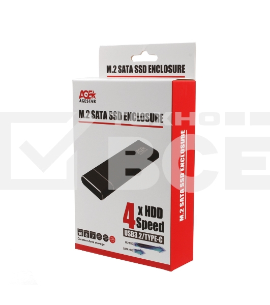 Внешний корпус AgeStar M.2 USB 3.0  NGFF (B-key) AgeStar 3UBNF5C (BLACK) , алюминий, серебристый