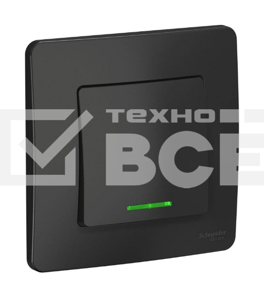 Выключатель 1-кл. СП BLANCA (сх.1) 10А 250В с подсветкой антрацит SchE BLNVS010116