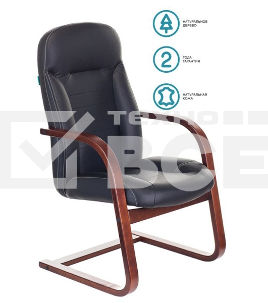 Кресло компьютерное Бюрократ T-9923WALNUT-AV/BL черный, кожа, низкая спинка