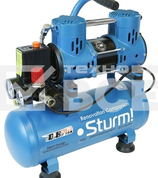 Компрессор воздуш Sturm! AC93210OL.безмасл.бесшумн. 900Вт,10л,2750об/мин,180л/мин,8бар