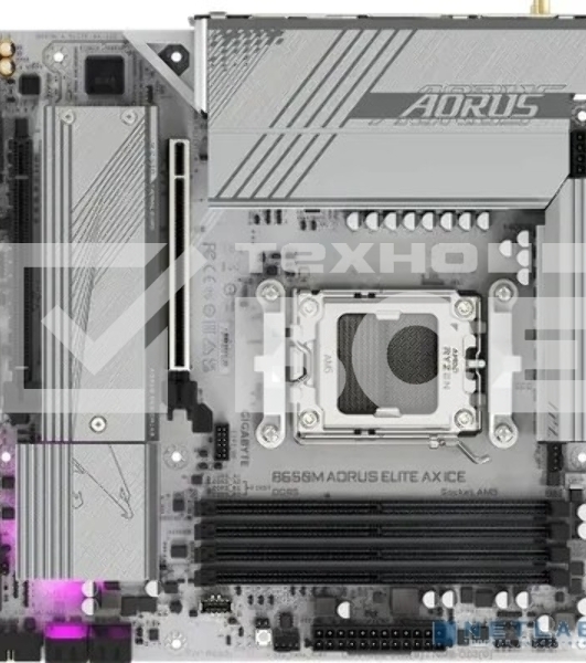 Материнская плата Gigabyte B650M AORUS ELITE AX ICE SocketAM5 AMD B650 4xDDR5 mATX AC`97 8ch(7.1) 2.5Gg RAID+HDMI+DP