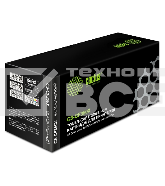 Картридж лазерный Cactus CS-CF360X черный (12500 стр.) для HP CLJ M552dn/M553dn/M553N/M553x