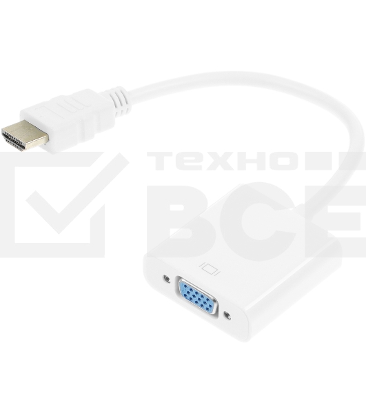 Переходник аудио-видео Premier 5-983 HDMI (m)/VGA (f)/Jack 3.5 (f) 0.15м. белый