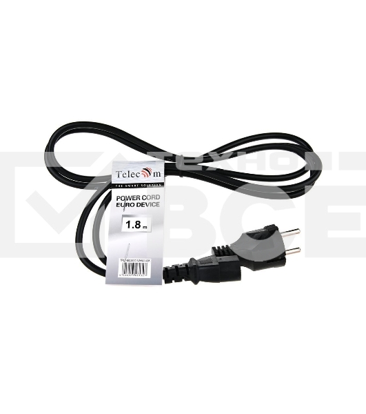 Кабель компьютер - розетка 1.8m 220V (Европейский стандарт) VCOM/TELECOM