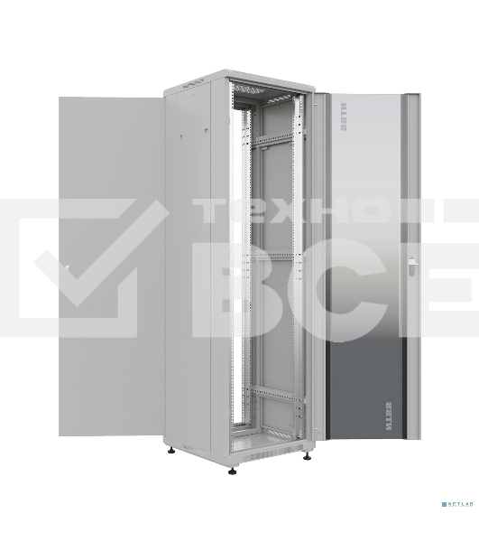 Шкаф серверный NTSS Премиум (NTSS-R22U6060GS) напольный 22U 600x600 мм пер. дв. стекл. металл 900 кг серый IP20 сталь