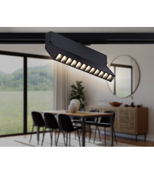 Трековый однофазный светодиодный светильник Ambrella light GL6817 BK черный LED 12W 3000K 24° 230*22*87