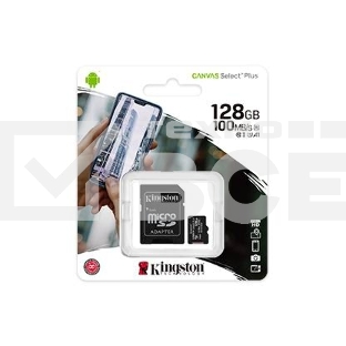 Флеш карта microSDHC 128GB microSDXC Kingston <SDCS2/128GB> Class10 UHS-I Canvas Select up to 100MB/s с адапт.