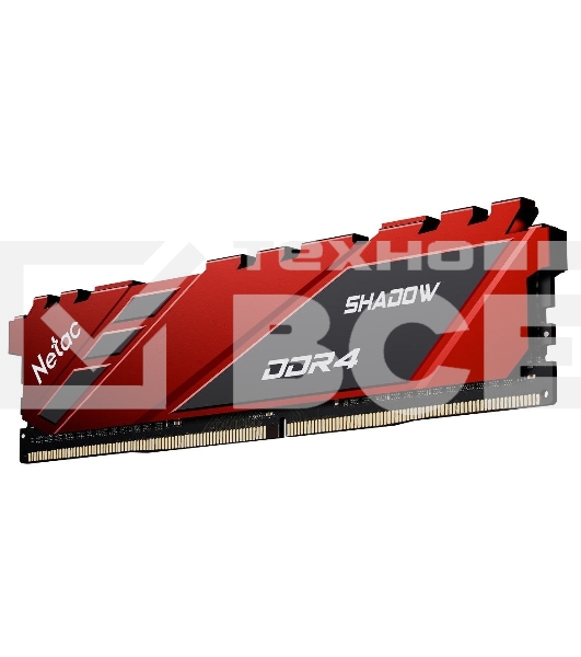 Оперативная память NETAC Shadow, DDR4, 8GB (1x8GB), 2666MHz, CL19, с радиаторами, красный