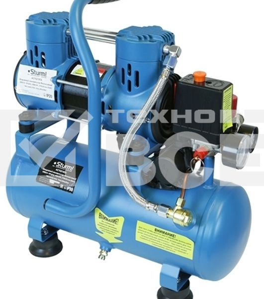 Компрессор воздуш Sturm! AC93210OL.безмасл.бесшумн. 900Вт,10л,2750об/мин,180л/мин,8бар