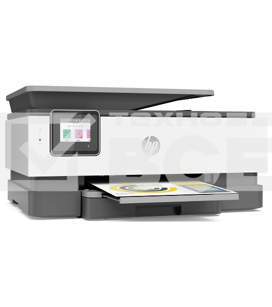 МФУ струйный HP OfficeJet 8023 (1KR64B), A4, цвтной, печ. до 20 стр/мин. (ч/б), до 10 стр/мин. (цвет), скан. до 8 стр/мин. (ч/б) 3.5 стр/мин. (цвет), 1200 x 1200 dpi, USB, RJ-45, Wi-Fi, Air Print