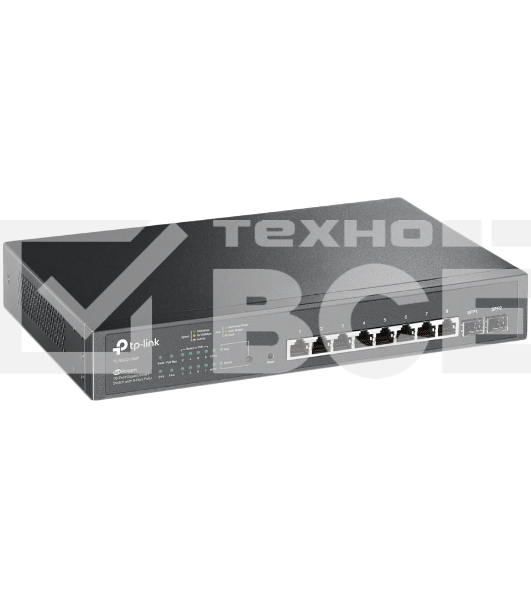 Коммутатор TP-Link JetStream 10-Port Gigabit Smart Switch with 8-Port PoE+, 8× Gigabit PoE+ Ports, 2× Gigabit SFP Slots, 802.3at/af, 150 W PoE Power, 1U 13-inch Rack-mountable Steel CaseIntegration with Omada SDN Controller, 802.1Q VLAN, STP/RSTP/MSTP, IG