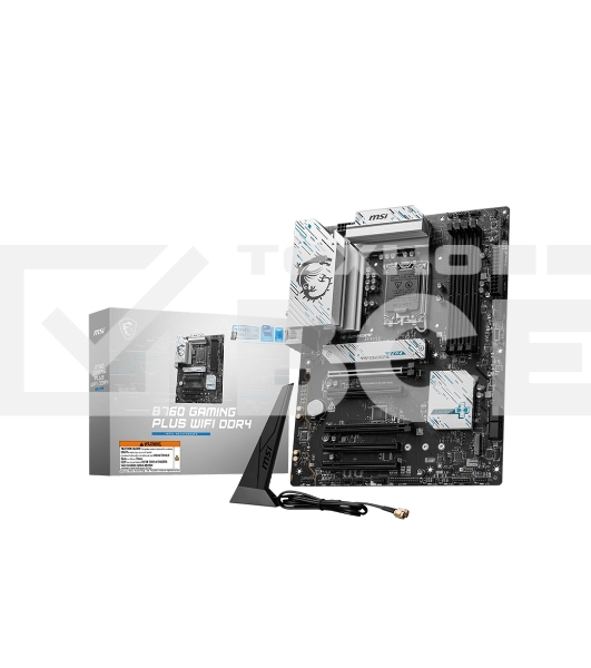 Материнская плата MSI B760 GAMING PLUS WIFI DDR4, LGA 1700, Intel B760, 4xDDR4, 4xSATA, 2xM.2, 1xPCI-E 4.0 x16, 1xPCI-E 4.0 x4, 3xPCI-E 3.0 x1, 1xHDMI, 1xDP, 2xUSB 3.2 Gen 2, 4xUSB 2.0, 1xUSB 3.2 Gen 2, 1x 2.5Gb LAN, 5x3.5 мм, 7.1, ATX