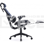 Кресло офисное Cactus CS-CHR-MC01-BLBK синий, сиденье черный, сетка/ткань, с подголов. крестов. пластик, подст. для ног, фото8