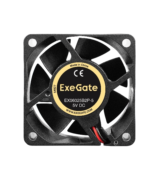 Вентилятор 5В DC ExeGate EX06025В2P-5 (60x60x25 мм, 2-Ball (двойной шарикоподшипник), 2pin, 4000RPM, 27dBA)