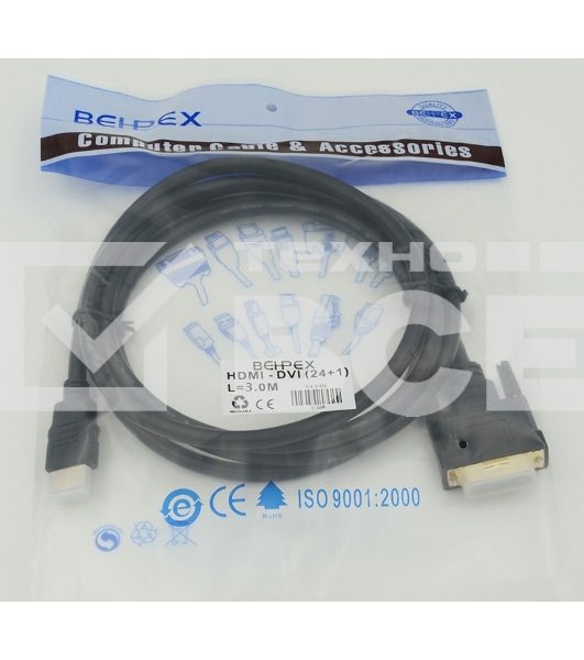 Кабель HDMI/DVI-D 3м SIEMAX 19M - DVI Dual Link, черный