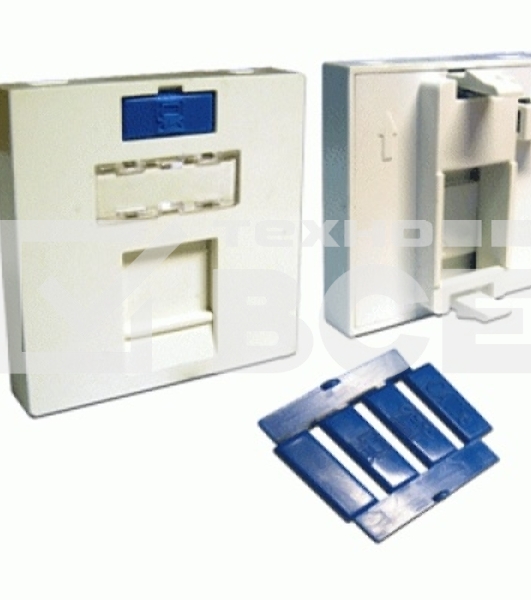 Вставка Lanmaster LAN-SIP-23M-WH 45x45 на 1 кейстоун, со шторкой, белая