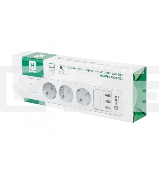 Удлинитель с USB зарядкой Harper UCH-330 White