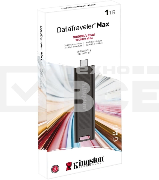 Флеш диск Kingston 1.0Tb DataTraveler Max <DTMAX/1TB>, USB3.2, up to 1000/900MBs черный