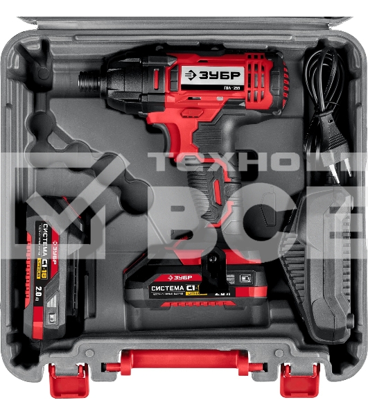 Винтоверт ЗУБР 18В, 2 АКБ (2Ач), в кейсе, ударный. ГВЛ-255-22